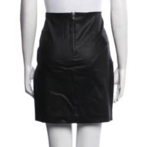 The‎ Kooples Pencil Skirt Solid Black Back Zip Mini Women's 40 Coated Fabric - Picture 2 of 12